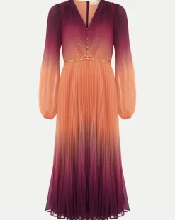 Phase Eight Mira Ombre Button Detail Pleat Dress