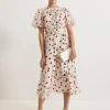 Phase Eight Nicola Spot Ruffle Midi Dress
