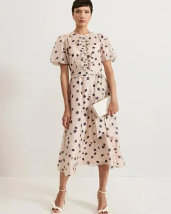Phase Eight Nicola Spot Ruffle Midi Dress