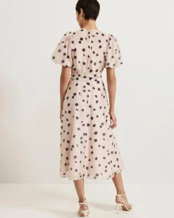 Phase Eight Nicola Spot Ruffle Midi Dress