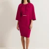 Phase Eight Veronica Pink Cape Belted Midi Dress