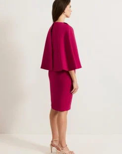 Phase Eight Veronica Pink Cape Belted Midi Dress