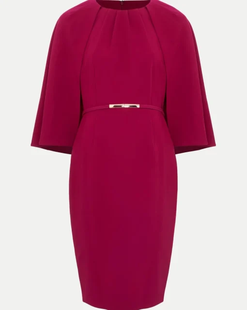 Phase Eight Veronica Pink Cape Belted Midi Dress