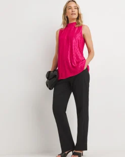 Pink Halter Neck Pleated Top
