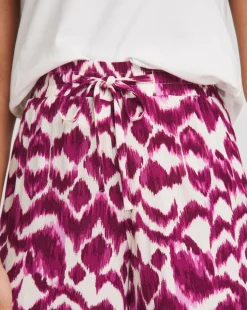 Pink Print Crinkle Shirred Waist Shorts