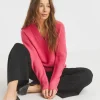 Pink V Neck Curved Hem Jumper