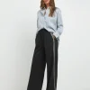 Ponte Jersey Glitter Side Stripe Wide Leg Trouser
