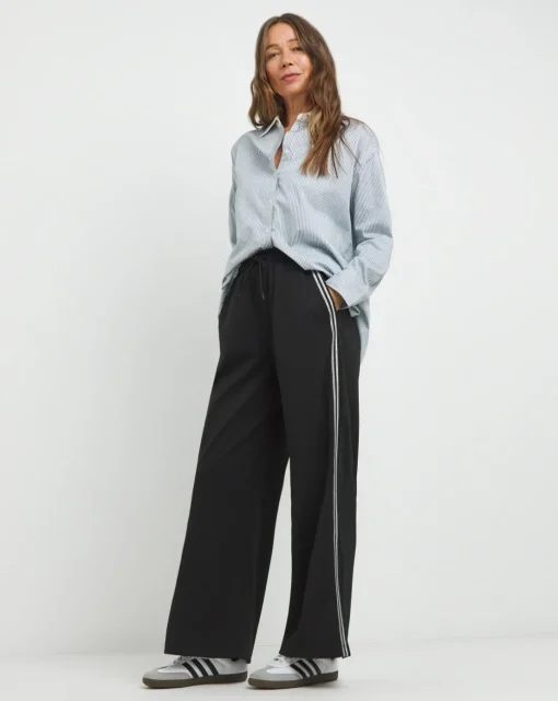 Ponte Jersey Glitter Side Stripe Wide Leg Trouser