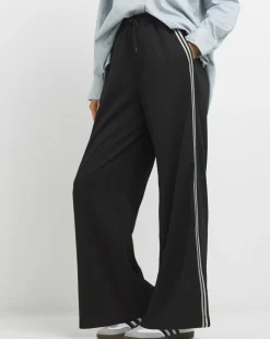 Ponte Jersey Glitter Side Stripe Wide Leg Trouser