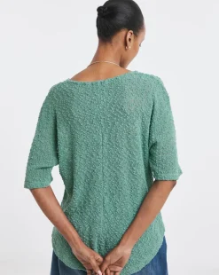 Popcorn Yarn V-neck Short Sleeve Top