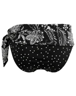 Pour Moi Getaway Foldover Tie Bikini Brief Black/White