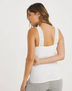 Pretty Secrets 2 Pack Lace Trim Vests White/Black