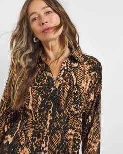 Printed Corset Midi Shirt Dress