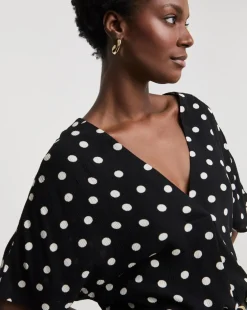 Printed Crinkle Popover Top