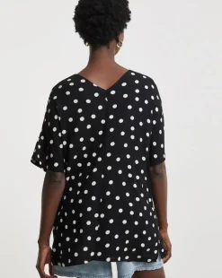 Printed Crinkle Popover Top