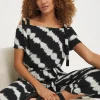 Printed Crinkle Tie Strap Jumpsuit