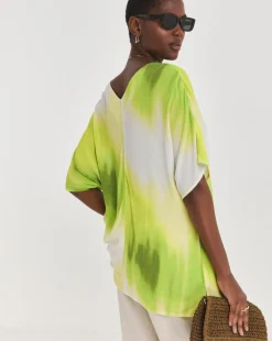 Printed Crinkle Tunic Top