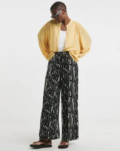 Printed Crinkle Wide Leg Trouser