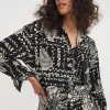 Printed Linen Mix Long Sleeve Shirt