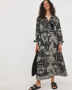 Printed Linen Mix Long Sleeve Shirt