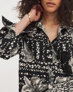 Printed Linen Mix Long Sleeve Shirt