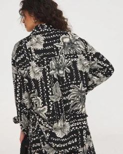 Printed Linen Mix Long Sleeve Shirt