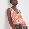 Printed V Neck Woven Vest