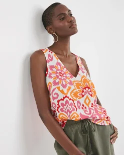 Printed V Neck Woven Vest