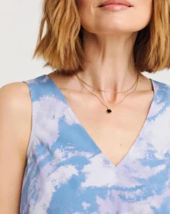 Printed V Neck Woven Vest