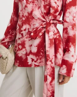 Printed Wrap Tie Cotton Shirt