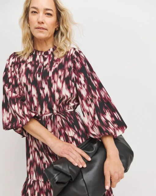 Puff Sleeve Button Through Dress