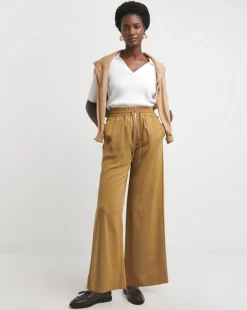 Pull On Wide Leg Zip Detail Trousers