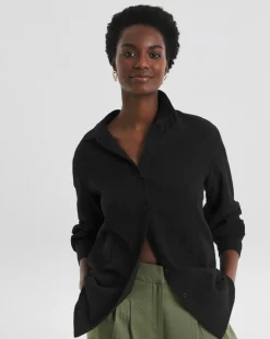 Pure Cotton Textured Relaxed Long Sleeve Shirt