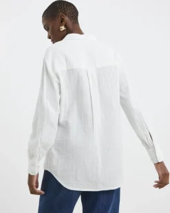 Pure Cotton Textured Relaxed Long Sleeve Shirt