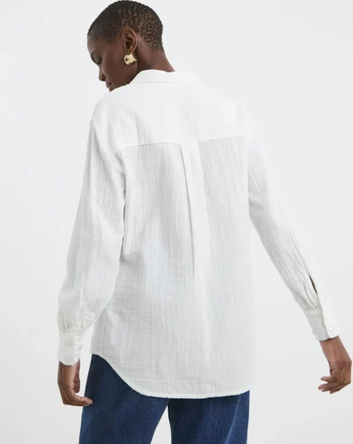 Pure Cotton Textured Relaxed Long Sleeve Shirt