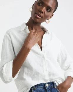 Pure Cotton Textured Relaxed Long Sleeve Shirt