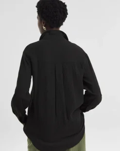 Pure Cotton Textured Relaxed Long Sleeve Shirt
