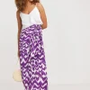 Purple Print Twist Wrap Midi Skirt