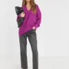 Purple V Neck Curved Hem Tunic