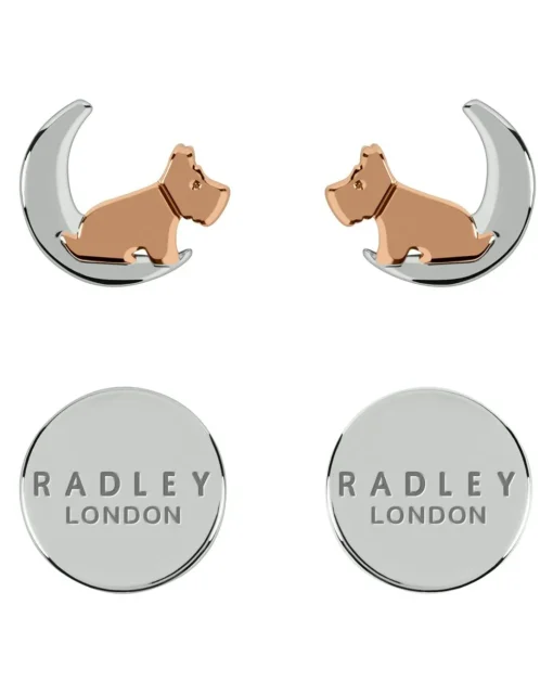 Radley Ladies 18ct Rose Gold and Silver Plated Moon and Stars Twin Pack Earrings