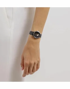 Radley Silver Plated Two Tone Black Leather Strap Watch