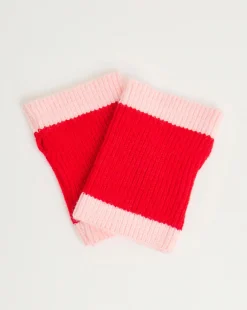 Red Contrast Scarf Hat & Handwarmer Set