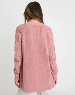 Rose Edge To Edge Stitch Sleeve Cardigan