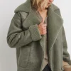 Sage Revere Collar Shearling Jacket