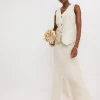 Sand Linen Mix Bias Cut Maxi Skirt