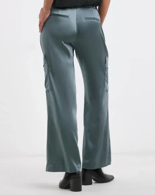Satin Cargo Straight Trousers