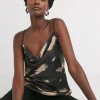 Satin Cowl Neck Strappy Cami