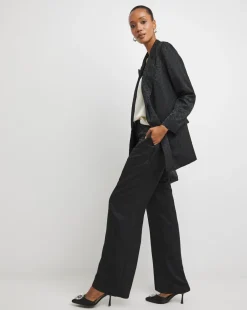 Satin Jacquard Wide Leg Trouser