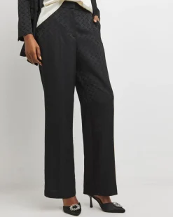 Satin Jacquard Wide Leg Trouser
