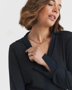 Sheer Button Up Jersey Shirt